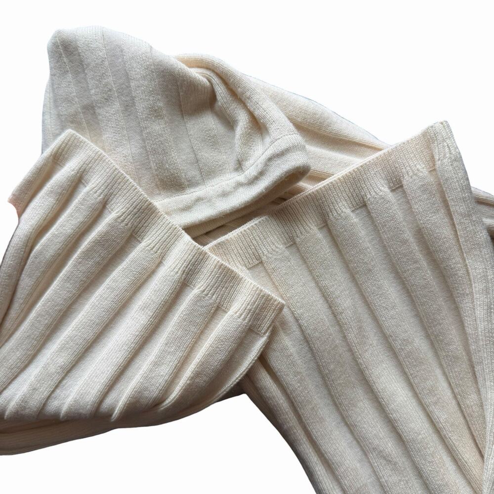 Find Me Now Womens Small Ribbed Pants Straight Leg Cream Ivory Lounge Casual - Picture 3 of 10